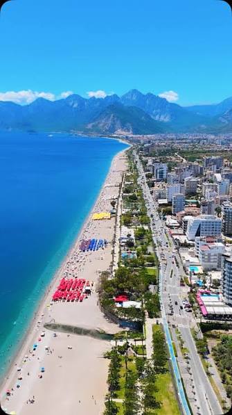 Antalya coastline and city from above