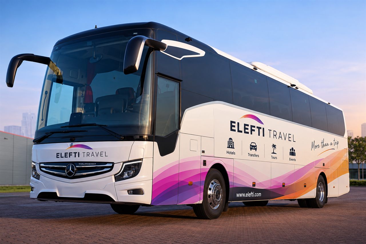 Elefti Travel 42-seat coach for COP31 group transportation