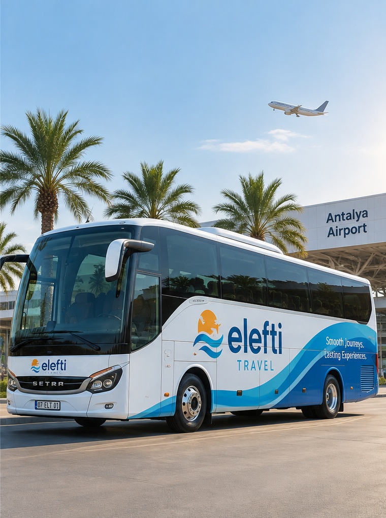 Elefti Travel group coach at Antalya Airport