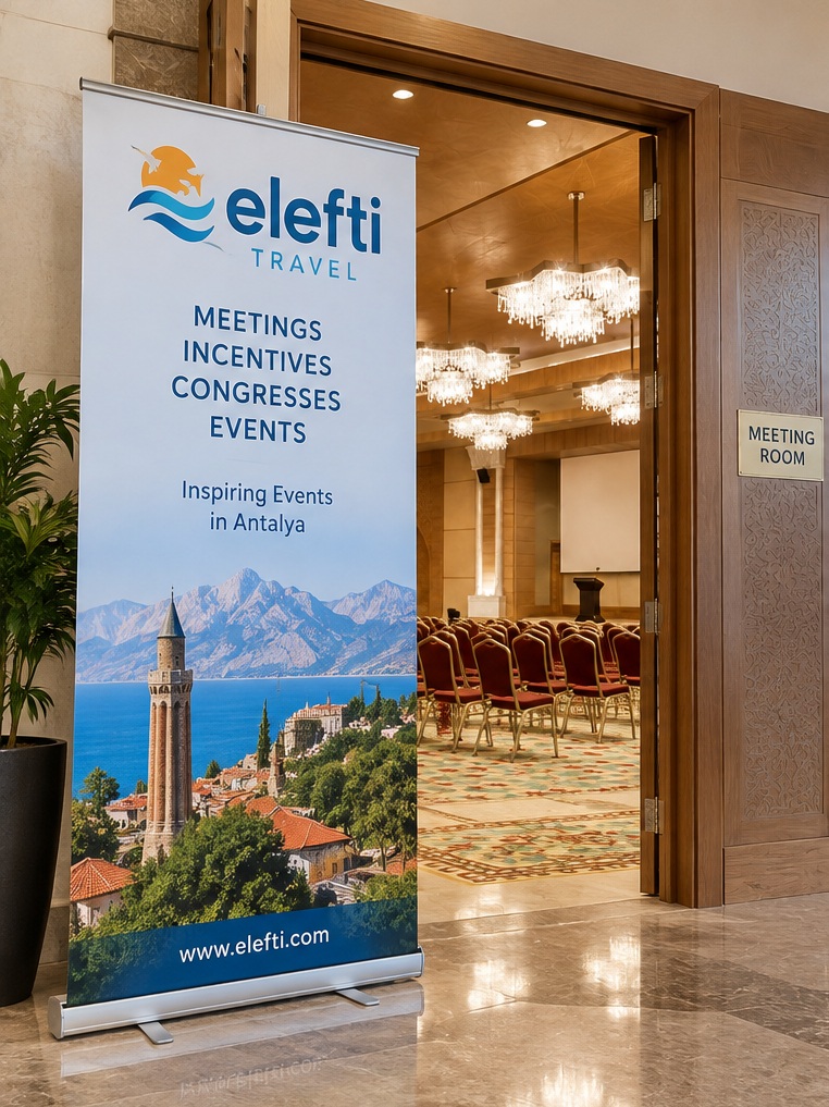 Elefti Travel MICE meeting room signage